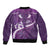 Purple Polynesia Bomber Jacket Tribal Pattern Tropical Frangipani