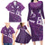 Purple Polynesia Family Matching Long Sleeve Bodycon Dress and Hawaiian Shirt Tribal Pattern Tropical Frangipani