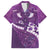 Purple Polynesia Family Matching Long Sleeve Bodycon Dress and Hawaiian Shirt Tribal Pattern Tropical Frangipani