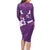 Purple Polynesia Family Matching Long Sleeve Bodycon Dress and Hawaiian Shirt Tribal Pattern Tropical Frangipani