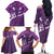 Purple Polynesia Family Matching Off The Shoulder Long Sleeve Dress and Hawaiian Shirt Tribal Pattern Tropical Frangipani