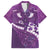 Purple Polynesia Family Matching Off The Shoulder Long Sleeve Dress and Hawaiian Shirt Tribal Pattern Tropical Frangipani