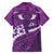 Purple Polynesia Family Matching Off The Shoulder Long Sleeve Dress and Hawaiian Shirt Tribal Pattern Tropical Frangipani