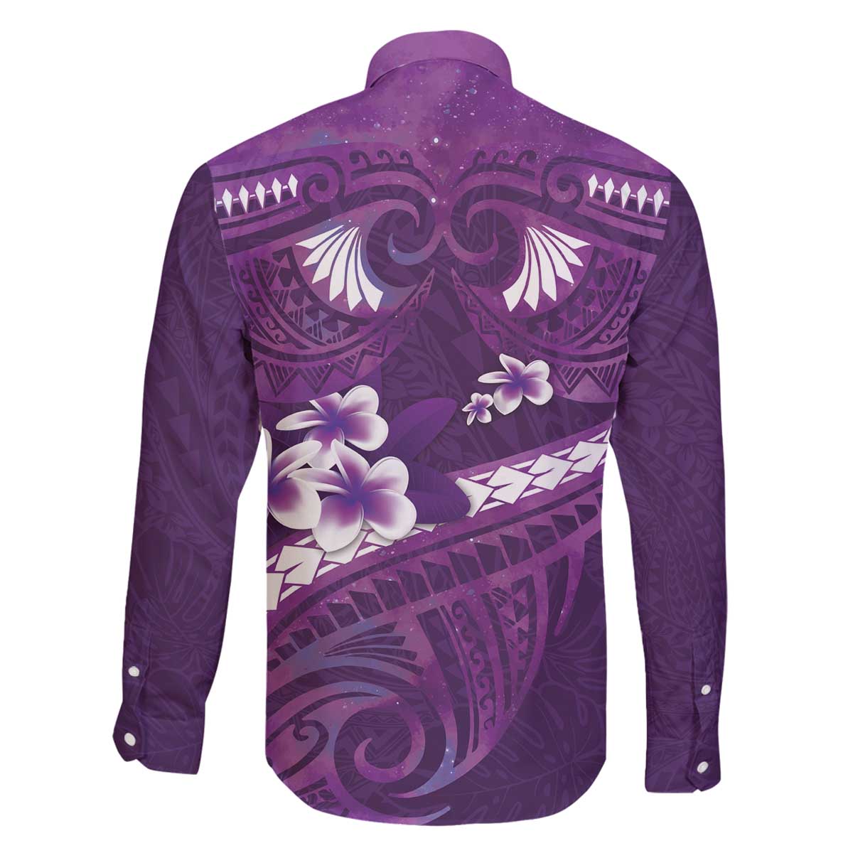 Purple Polynesia Family Matching Off The Shoulder Long Sleeve Dress and Hawaiian Shirt Tribal Pattern Tropical Frangipani