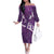 Purple Polynesia Family Matching Off The Shoulder Long Sleeve Dress and Hawaiian Shirt Tribal Pattern Tropical Frangipani