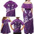 Purple Polynesia Family Matching Off Shoulder Maxi Dress and Hawaiian Shirt Tribal Pattern Tropical Frangipani