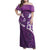 Purple Polynesia Family Matching Off Shoulder Maxi Dress and Hawaiian Shirt Tribal Pattern Tropical Frangipani