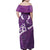 Purple Polynesia Family Matching Off Shoulder Maxi Dress and Hawaiian Shirt Tribal Pattern Tropical Frangipani