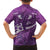 Purple Polynesia Family Matching Off Shoulder Short Dress and Hawaiian Shirt Tribal Pattern Tropical Frangipani