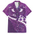 Purple Polynesia Family Matching Off Shoulder Short Dress and Hawaiian Shirt Tribal Pattern Tropical Frangipani