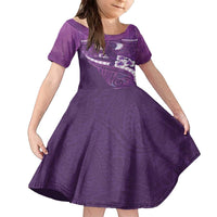 Purple Polynesia Family Matching Puletasi and Hawaiian Shirt Tribal Pattern Tropical Frangipani LT14 Daughter's Dress Purple - Polynesian Pride