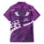 Purple Polynesia Family Matching Short Sleeve Bodycon Dress and Hawaiian Shirt Tribal Pattern Tropical Frangipani