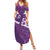 Purple Polynesia Family Matching Summer Maxi Dress and Hawaiian Shirt Tribal Pattern Tropical Frangipani