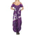 Purple Polynesia Family Matching Summer Maxi Dress and Hawaiian Shirt Tribal Pattern Tropical Frangipani