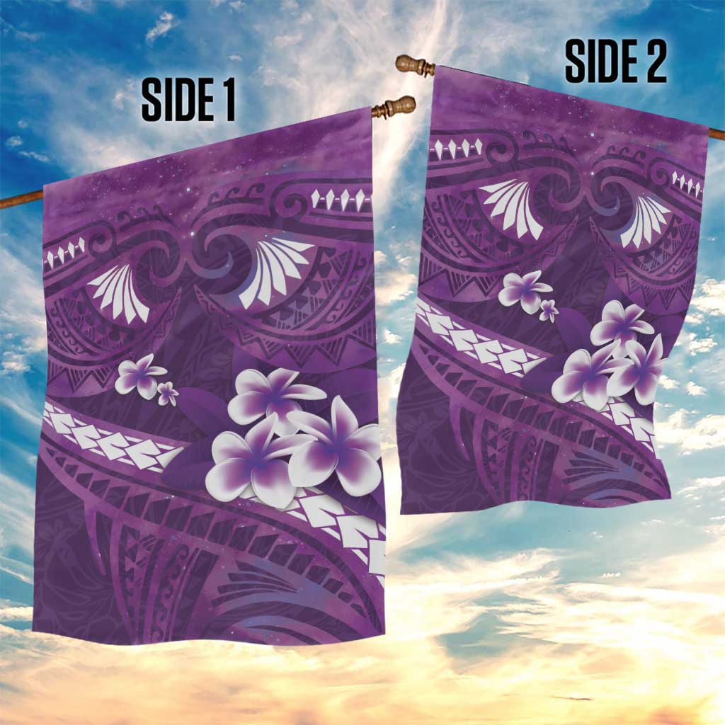 Purple Polynesia Garden Flag Tribal Pattern Tropical Frangipani LT14 - Polynesian Pride