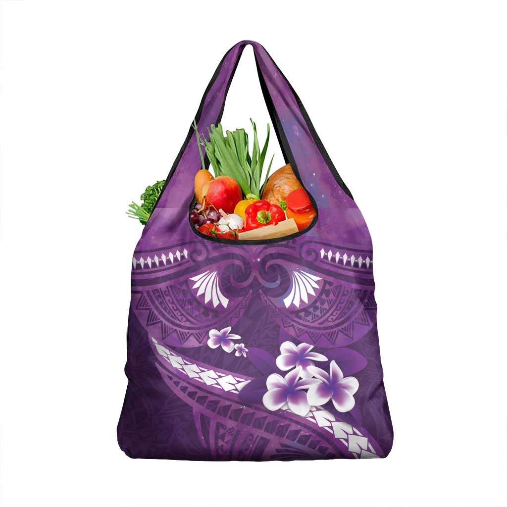 Purple Polynesia Grocery Bag Tribal Pattern Tropical Frangipani LT14 1-pack One Size Purple - Polynesian Pride