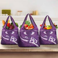 Purple Polynesia Grocery Bag Tribal Pattern Tropical Frangipani LT14 3-pack One Size Purple - Polynesian Pride