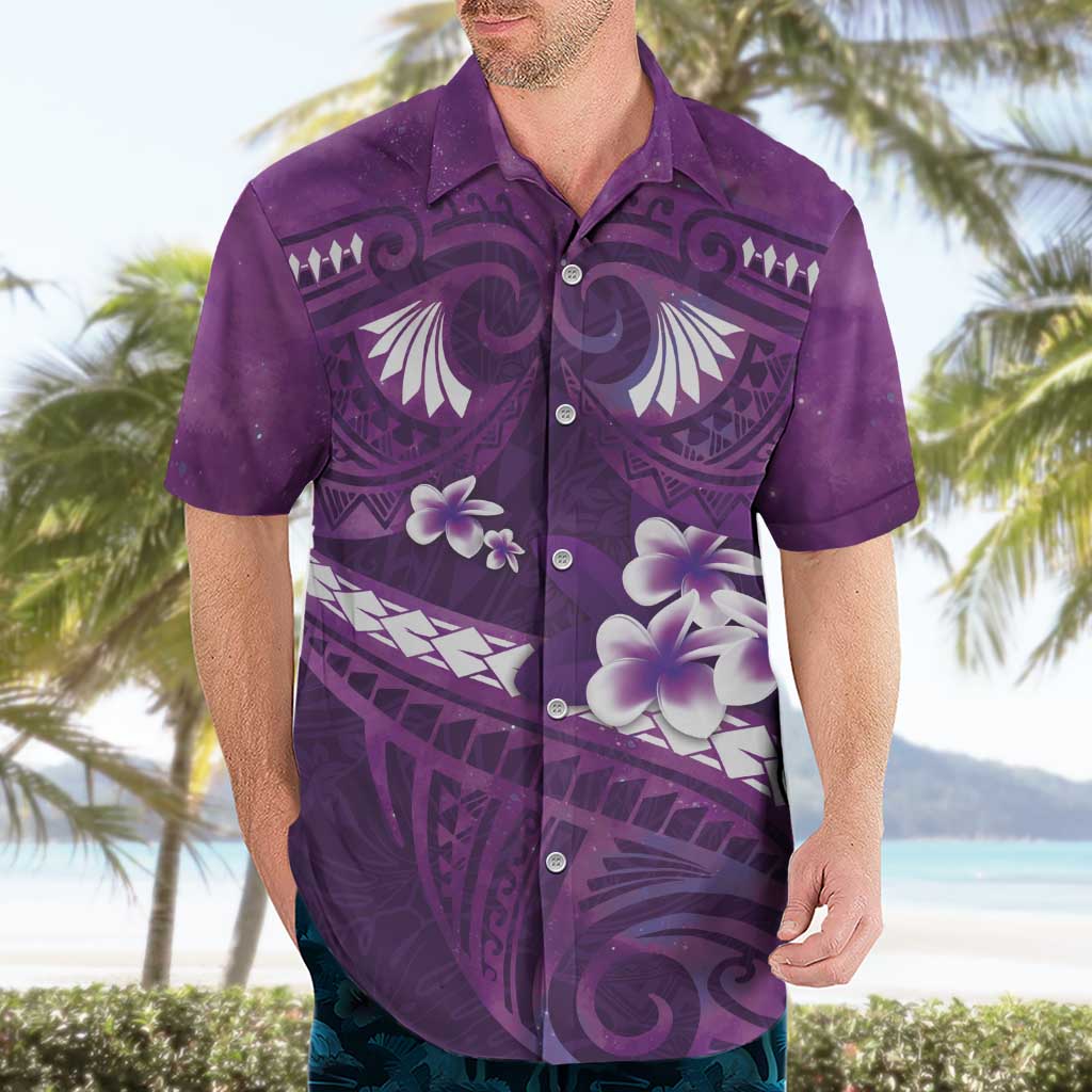 Purple Polynesia Hawaiian Shirt Tribal Pattern Tropical Frangipani LT14 - Polynesian Pride