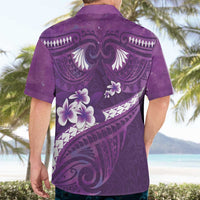 Purple Polynesia Hawaiian Shirt Tribal Pattern Tropical Frangipani LT14 - Polynesian Pride