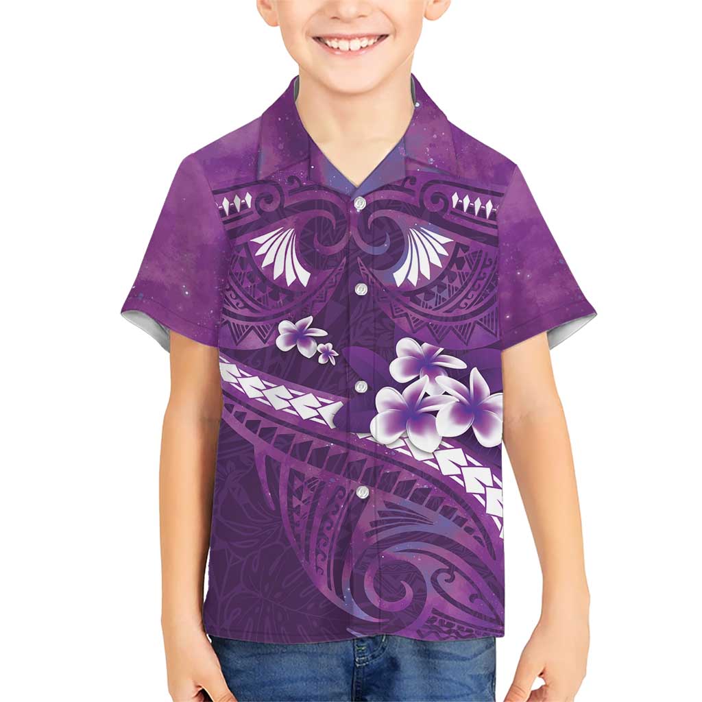 Purple Polynesia Hawaiian Shirt Tribal Pattern Tropical Frangipani LT14 - Polynesian Pride