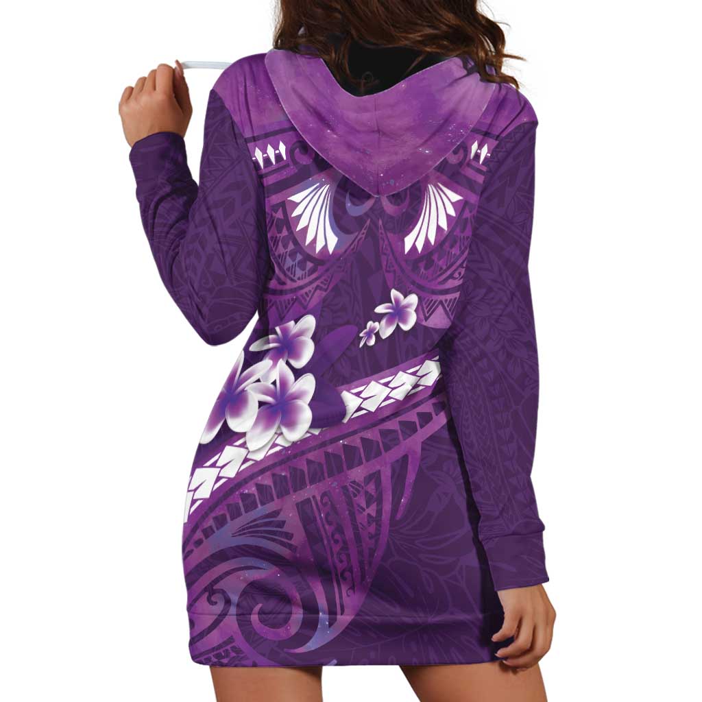 Purple Polynesia Hoodie Dress Tribal Pattern Tropical Frangipani LT14 - Polynesian Pride