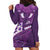 Purple Polynesia Hoodie Dress Tribal Pattern Tropical Frangipani