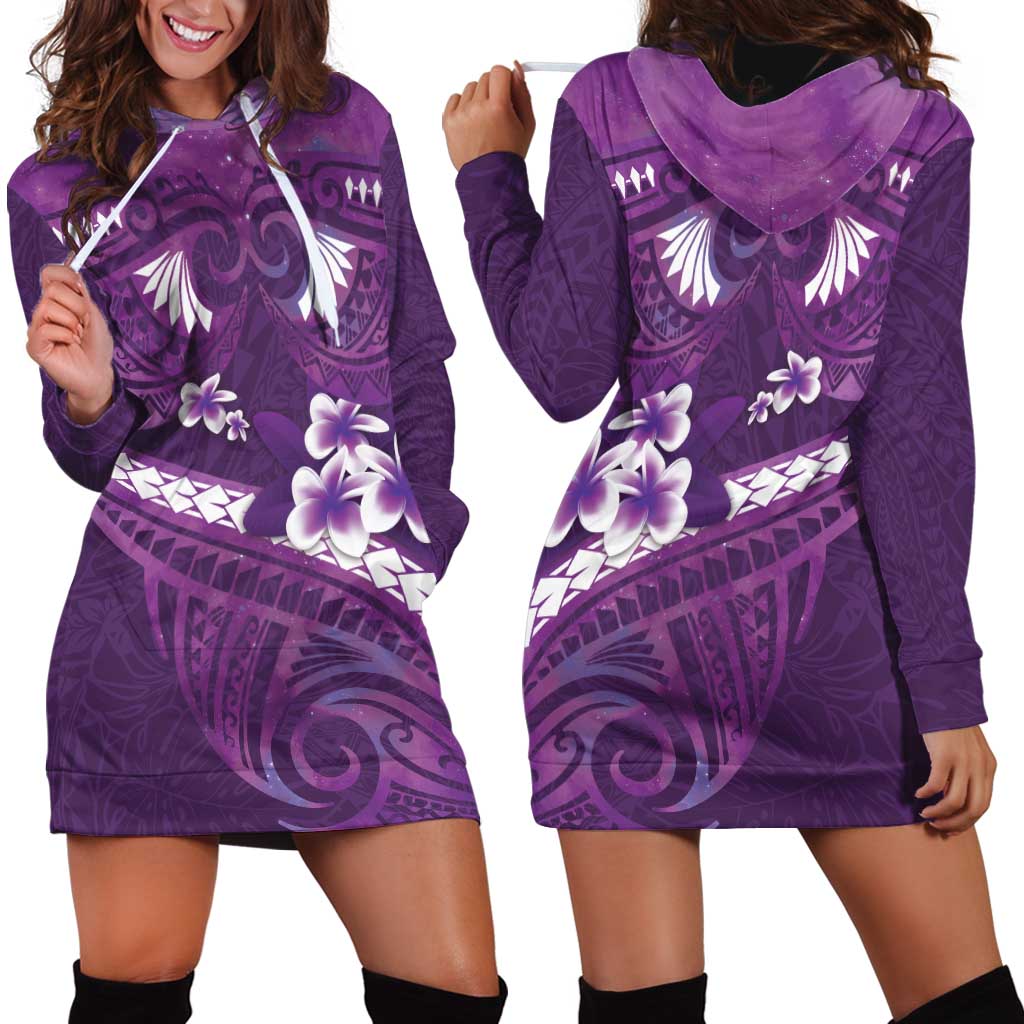 Purple Polynesia Hoodie Dress Tribal Pattern Tropical Frangipani LT14 - Polynesian Pride
