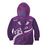 Purple Polynesia Kid Hoodie Tribal Pattern Tropical Frangipani