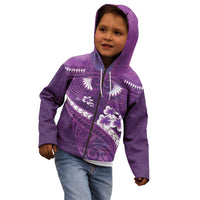 Purple Polynesia Kid Hoodie Tribal Pattern Tropical Frangipani