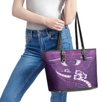 Purple Polynesia Leather Tote Bag Tribal Pattern Tropical Frangipani LT14 - Polynesian Pride