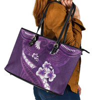 Purple Polynesia Leather Tote Bag Tribal Pattern Tropical Frangipani LT14 - Polynesian Pride