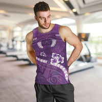 Purple Polynesia Men Tank Top Tribal Pattern Tropical Frangipani LT14 Purple - Polynesian Pride