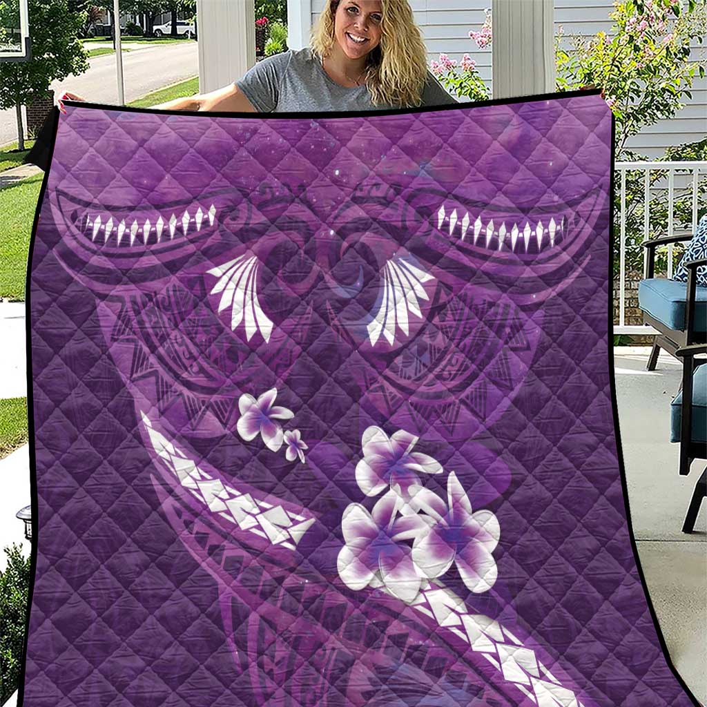 Purple Polynesia Quilt Tribal Pattern Tropical Frangipani