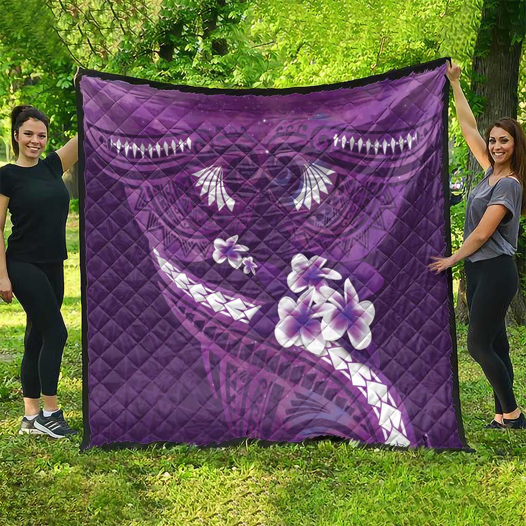 Purple Polynesia Quilt Tribal Pattern Tropical Frangipani