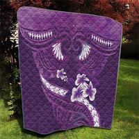 Purple Polynesia Quilt Tribal Pattern Tropical Frangipani