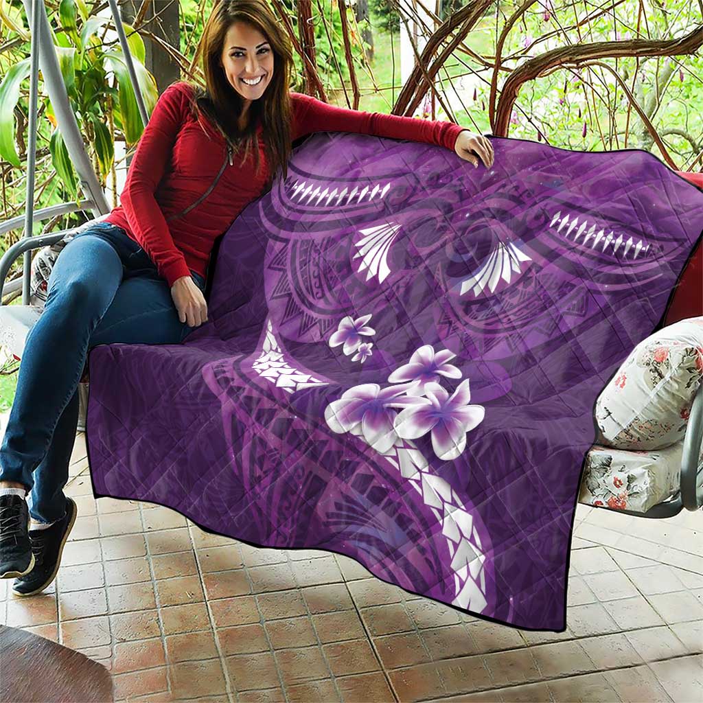 Purple Polynesia Quilt Tribal Pattern Tropical Frangipani