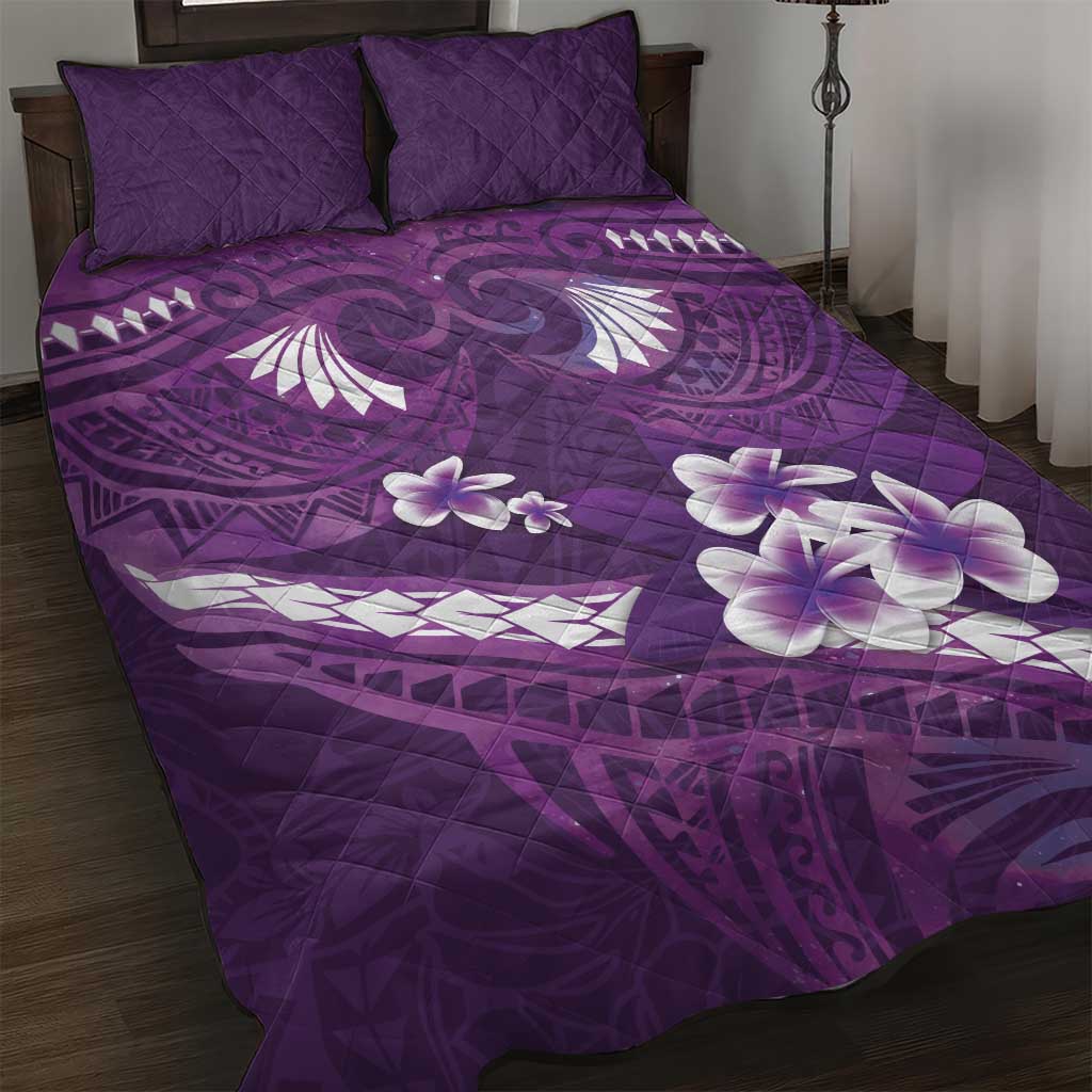 Purple Polynesia Quilt Bed Set Tribal Pattern Tropical Frangipani LT14 Purple - Polynesian Pride