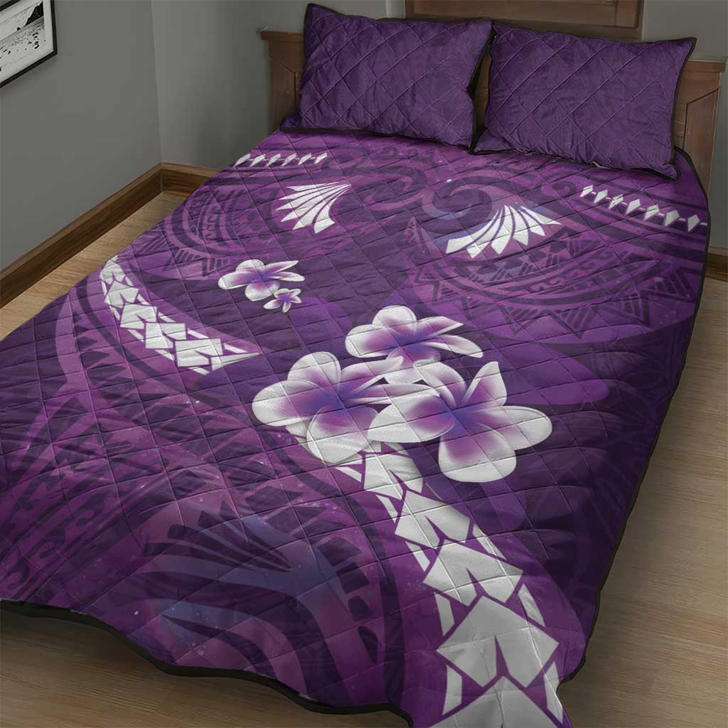 Purple Polynesia Quilt Bed Set Tribal Pattern Tropical Frangipani LT14 - Polynesian Pride