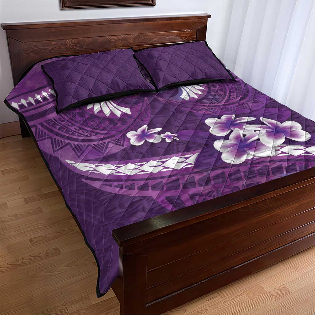 Purple Polynesia Quilt Bed Set Tribal Pattern Tropical Frangipani LT14 - Polynesian Pride