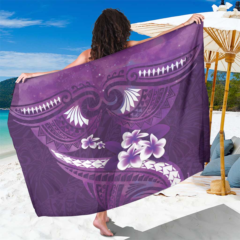 Purple Polynesia Sarong Tribal Pattern Tropical Frangipani