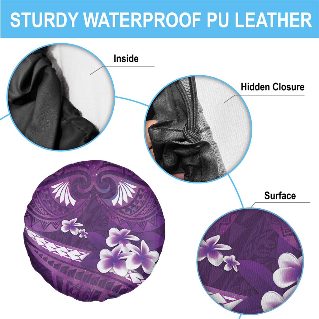 Purple Polynesia Spare Tire Cover Tribal Pattern Tropical Frangipani LT14 - Polynesian Pride