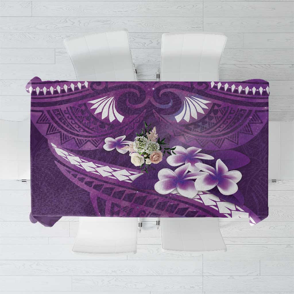 Purple Polynesia Tablecloth Tribal Pattern Tropical Frangipani