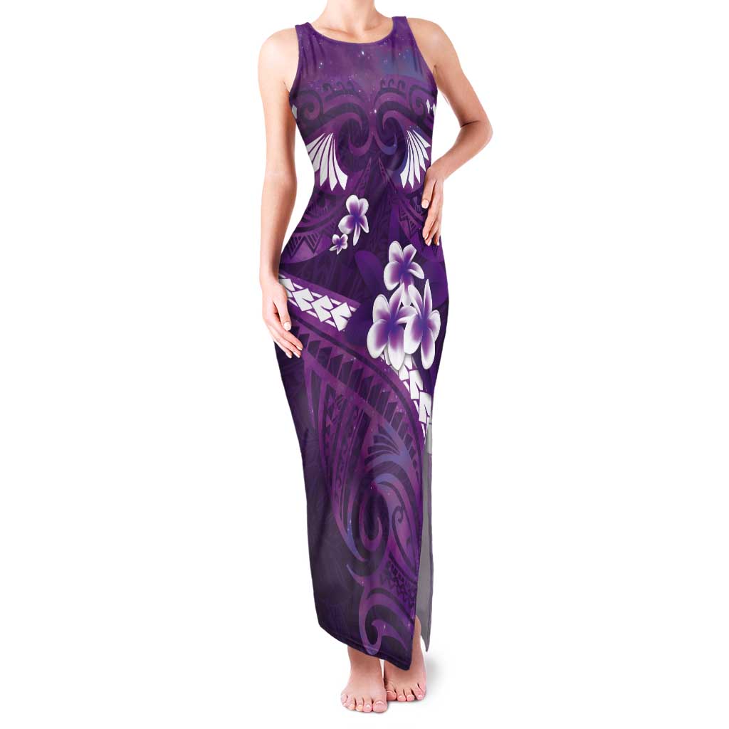 Purple Polynesia Tank Maxi Dress Tribal Pattern Tropical Frangipani LT14 Women Purple - Polynesian Pride