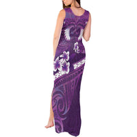 Purple Polynesia Tank Maxi Dress Tribal Pattern Tropical Frangipani LT14 - Polynesian Pride