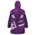 Purple Polynesia Wearable Blanket Hoodie Tribal Pattern Tropical Frangipani