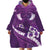 Purple Polynesia Wearable Blanket Hoodie Tribal Pattern Tropical Frangipani