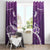 Purple Polynesia Window Curtain Tribal Pattern Tropical Frangipani