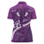 Purple Polynesia Women Polo Shirt Tribal Pattern Tropical Frangipani