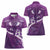 Purple Polynesia Women Polo Shirt Tribal Pattern Tropical Frangipani