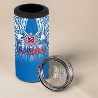 Samoa Rugby 4 in 1 Can Cooler Tumbler Toa Samoa Polynesian Pacific Blue Version